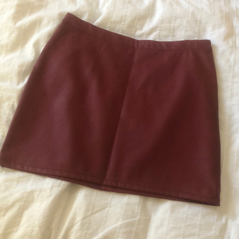 Red leather skirt
